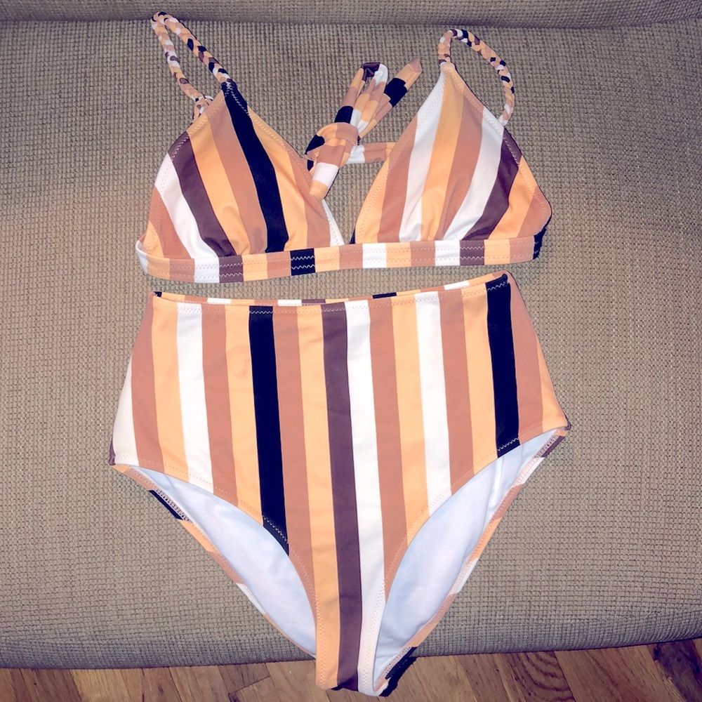 Cupshe Symmetrical Nude Colored High-waisted Swim